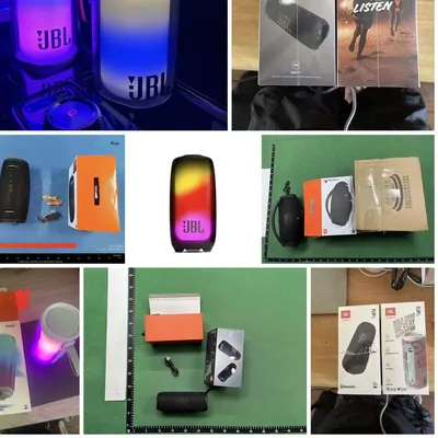 Collage of small gadgets, speakers and earbuds