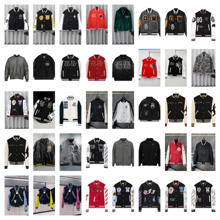Single listing card showing a large grid of varsity jackets in many designs