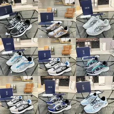 Assorted sneakers photographed together on a display table
