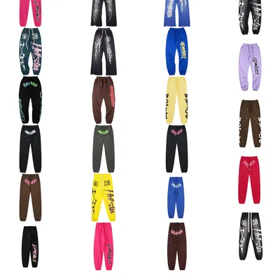 Printed sweatpants in many colours shown as a flat grid