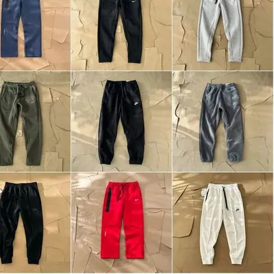 Cargo-style joggers in khaki, red and black photographed flat