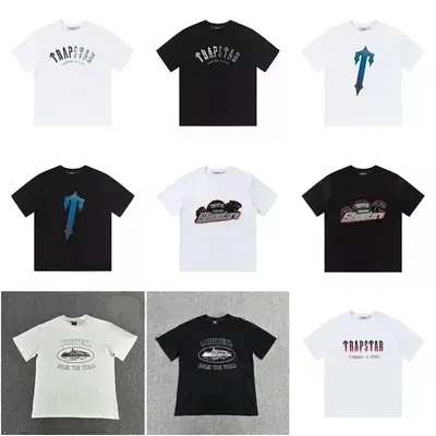 Grid of graphic tees in dark and light colourways