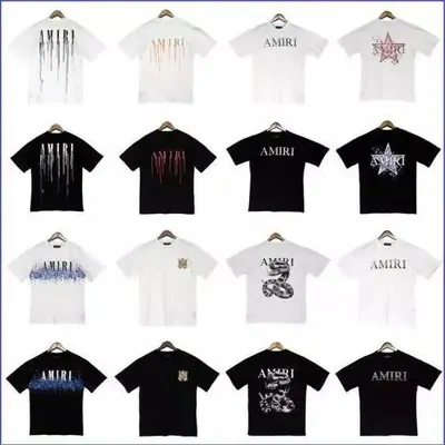 Black and white tees with lettering prints in a bordered grid